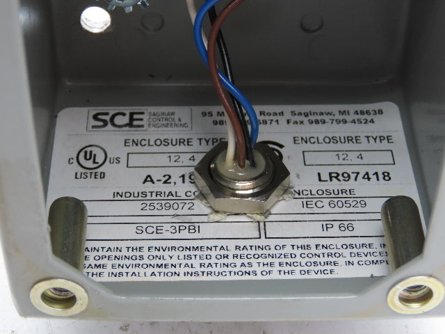 SCE-3PBI Pushbutton Control Station Enclosure Start/Stop/Reset 3-Button Box