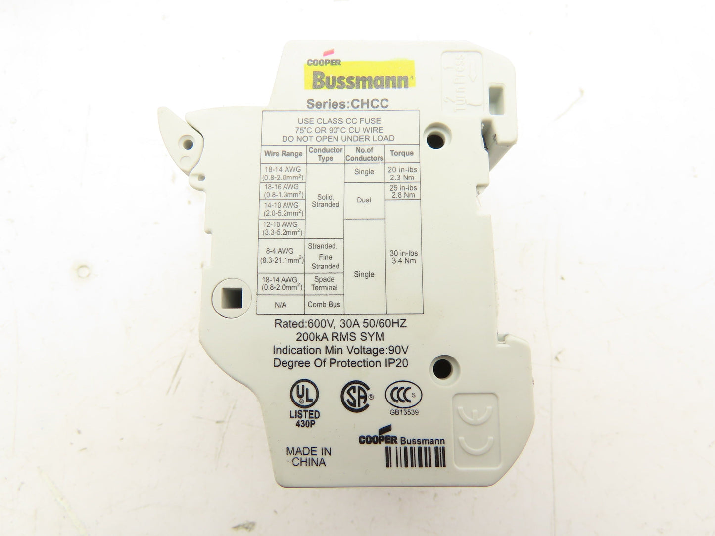 Cooper Bussmann CHCC Class CC Fuse Holder 30A 3 Pole 600V Lot of 4