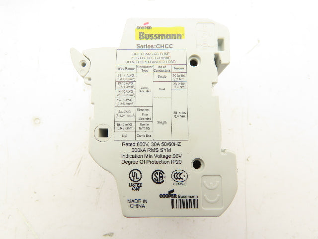 Cooper Bussmann CHCC Class CC Fuse Holder 30A 3 Pole 600V Lot of 4