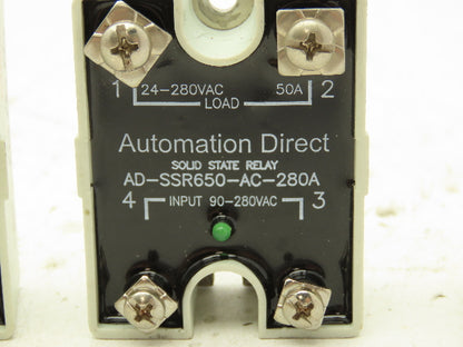 Automation Direct AD-SSR650-AC-280A Solid State Relay 50A 24-280VAC SCR Lot of 5