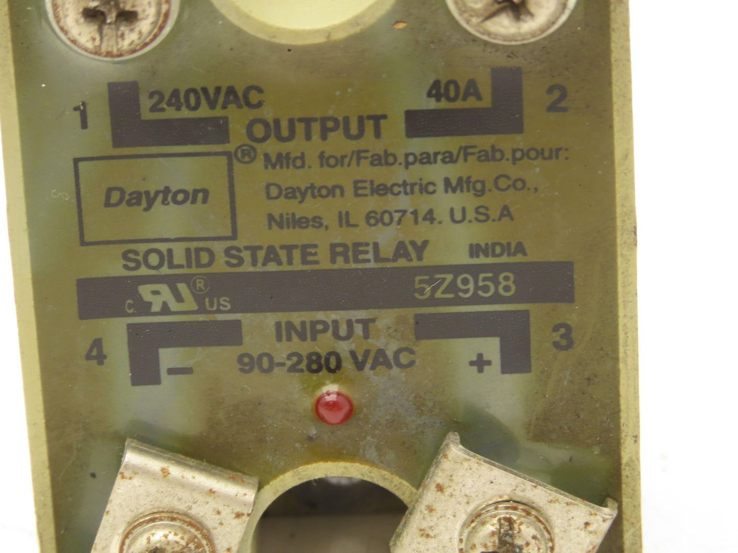 Dayton 5Z958 Solid State Relay 40A 240VAC  90-280VAC Coil Voltage Lot of 7