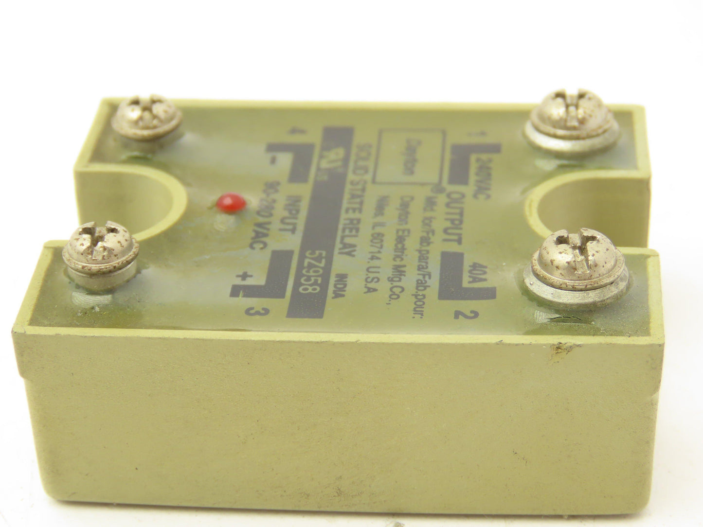 Dayton 5Z958 Solid State Relay 40A 240VAC  90-280VAC Coil Voltage Lot of 7