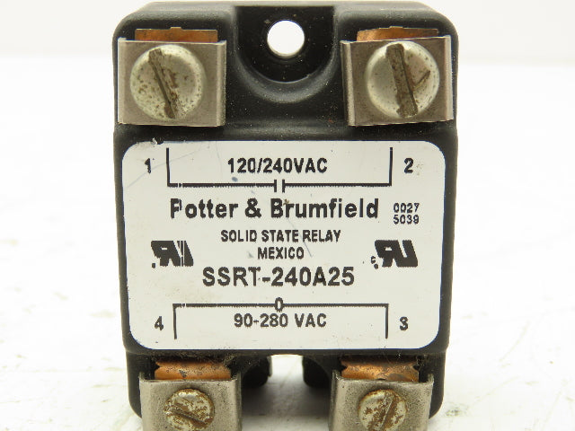 Potter Brumfield SSRT-240A25 Solid State Relay 25A 240V SCR 90-280VAC Coil