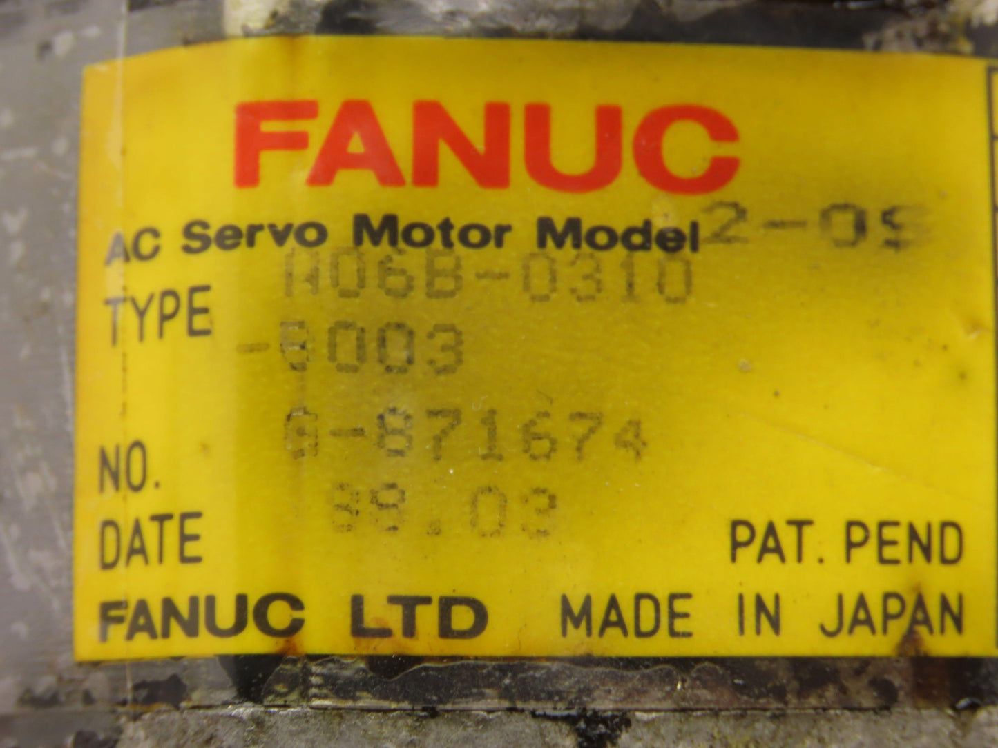 Fanuc A06B-0310-B003 Servo Motor 62V 3PH 2000rpm Encoder A860-0308-T113