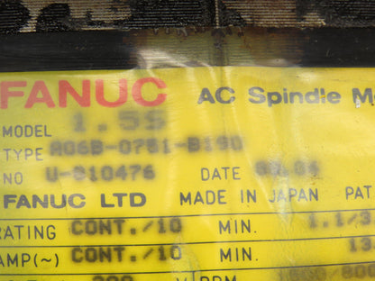 Fanuc A06B-0751-B190 AC Servo Spindle Motor 200V 3PH 1600-8000 RPM