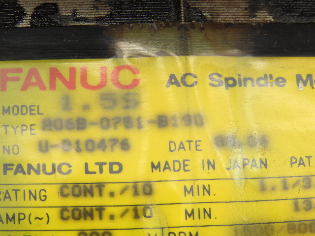 Fanuc A06B-0751-B190 AC Servo Spindle Motor 200V 3PH 1600-8000 RPM