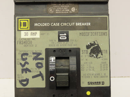 Square D FA36030 I-Line Circuit Breaker 30A 3 Pole 600V Plug-On Ser 2 Gray Face