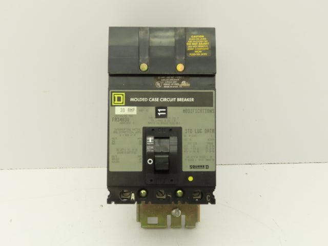 Square D FA36030 I-Line Circuit Breaker 30A 3 Pole 600V Plug-On Ser 2 Gray Face