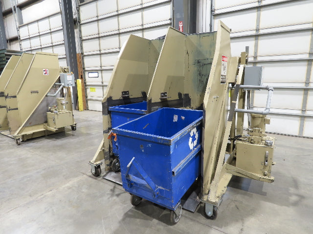 MTC Hydraulic Tote Dumper 2-Bin 1/2 Yd Hopper Tipper 2000Lb 3Hp 460V