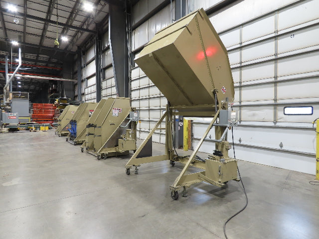 MTC Hydraulic Tote Dumper 2-Bin 1/2 Yd Hopper Tipper 2000Lb 3Hp 460V