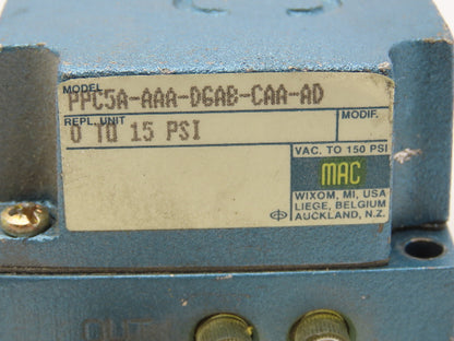 MAC PPC5A-AAA-DGAB-CAA-AD Proportional Pressure Pneumatic Control Valve