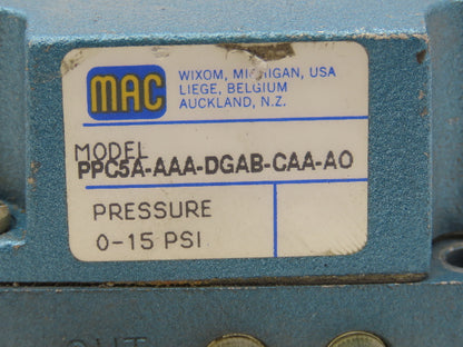MAC PPC5A-AAA-DGAB-CAA-A0 Proportional Pressure Pneumatic Control Valve