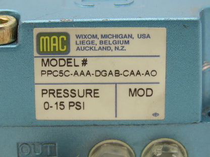 MAC PPC5C-AAA-DGAB-CAA-A0 Proportional Pressure Pneumatic Control Valve