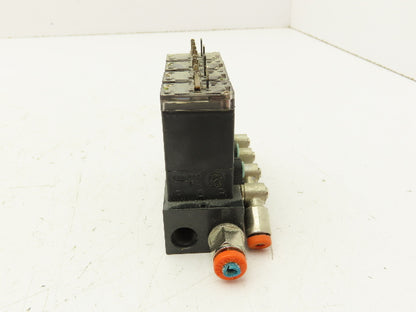 Burkert 017143M Pneumatic Air Solenoid Block 4 Valve Manifold 24V
