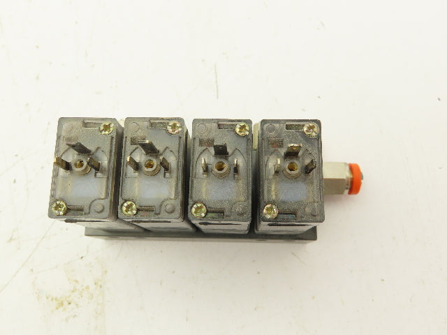 Burkert 017143M Pneumatic Air Solenoid Block 4 Valve Manifold 24V