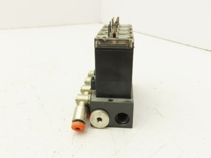 Burkert 017143M Pneumatic Air Solenoid Block 4 Valve Manifold 24V