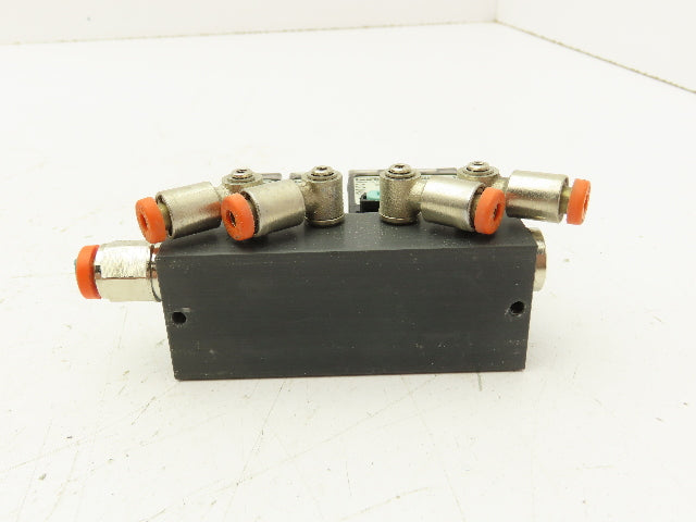Burkert 017143M Pneumatic Air Solenoid Block 4 Valve Manifold 24V