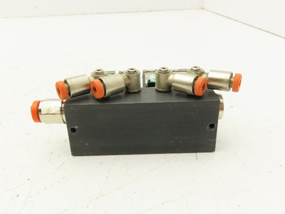 Burkert 017143M Pneumatic Air Solenoid Block 4 Valve Manifold 24V