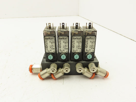 Burkert 017143M Pneumatic Air Solenoid Block 4 Valve Manifold 24V