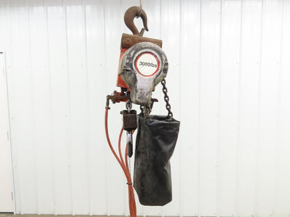 Gardner Denver 1.5 Ton 3000Lb Rotary Motor Air Chain Hoist 10' Lift Hook Mount