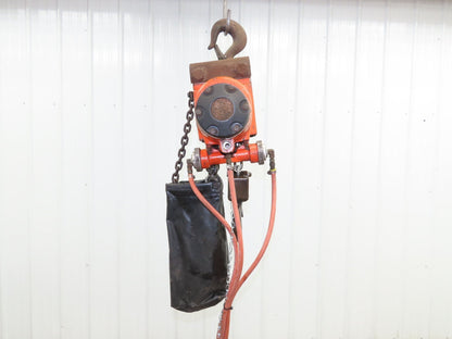 Gardner Denver 1.5 Ton 3000Lb Rotary Motor Air Chain Hoist 10' Lift Hook Mount