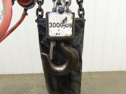 Gardner Denver 1.5 Ton 3000Lb Rotary Motor Air Chain Hoist 10' Lift Hook Mount