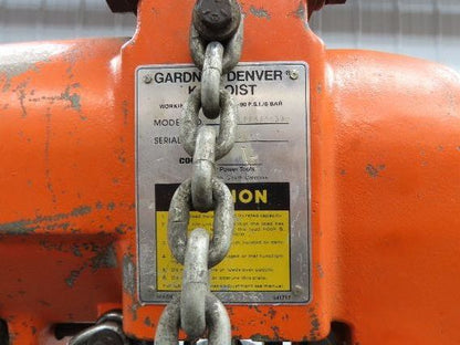 Gardner Denver 1.5 Ton 3300Lb Rotary Motor Air Chain Hoist 11' 6" Lift Hook Mt
