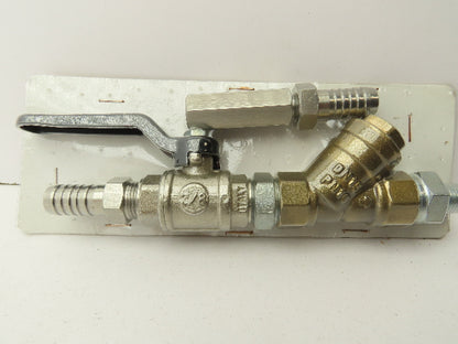 Strobbe NC1006 Stainless Ball Valve 3/8" Brass Y Strainer DN15 PN16 Barb 1/2" OD