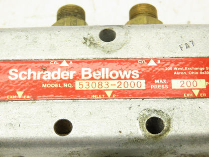 Schrader Bellows 53083-2000 Lever Operated Air Control Valve 5 Port 2 Position