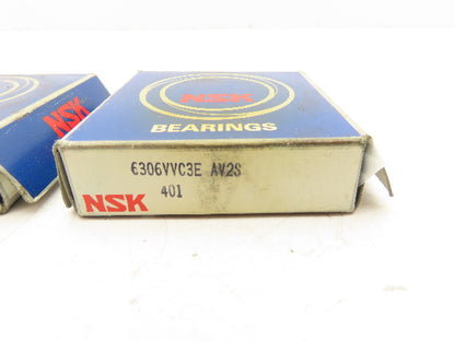 NSK 6306VVC3E Deep Groove Roller Bearing 30 mm ID 72 mm OD Lot of 3