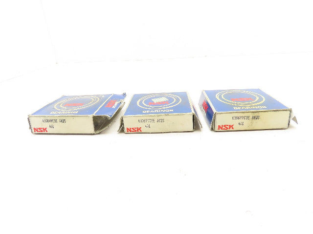 NSK 6306VVC3E Deep Groove Roller Bearing 30 mm ID 72 mm OD Lot of 3
