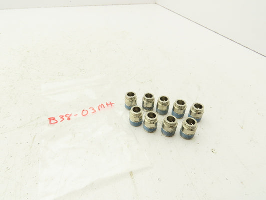 ATP B38-03MH Male Straight Fitting 3/8" Push Tube 3/8" Male NPT Brass Lot of 9