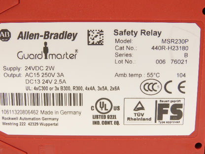 Allen Bradley 440R-H23180 Guardmaster Safety Relay 24V