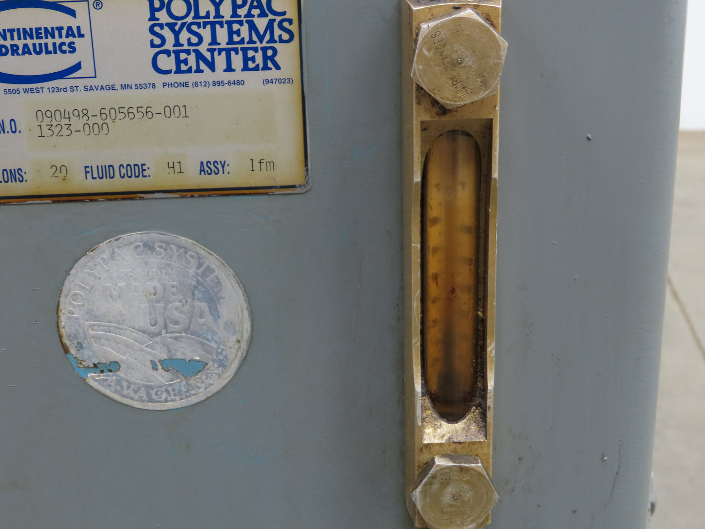 Continental PVR1-8B10 Hydraulic Power Unit 20 Gal 1000psi 8gpm Pump -No Motor