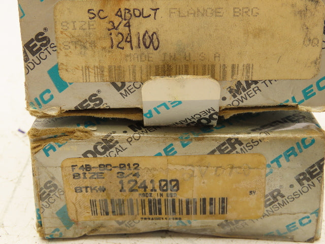 Dodge 124100 4-Bolt Flange Mount Bearing 3/4" Bore Lot of 2
