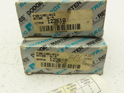 Dodge 123610 2-Bolt Flange Mount Ball Bearing 3/4" Bore Lot of 2