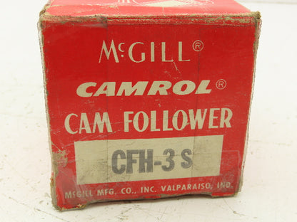 McGill CFH-3 S Flat Cam Follower Bearing 3x1.75" Roller 1.5" Stud Dia