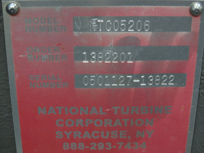 National Turbine NTC05206 Multistage Centrifugal Blower 30Hp 3Ph 1300cfm