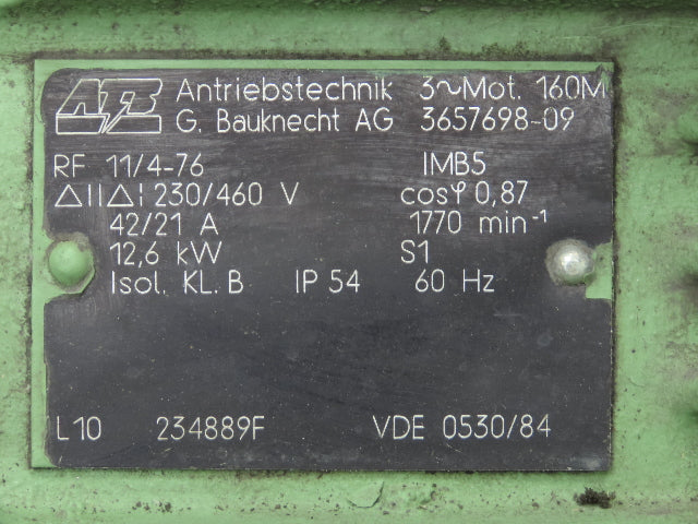 ATB Antriebstechnik IEC 160M Metric AC Motor 12.6kw 16Hp 1770rpm 230/460V 3PH