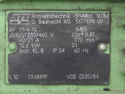 ATB Antriebstechnik IEC 160M Metric AC Motor 12.6kw 16Hp 1770rpm 230/460V 3PH