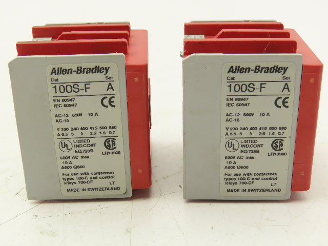 Allen Bradley 100S-F Safety Contactor 10A GuardMaster Aux Contact Block Lot of 2
