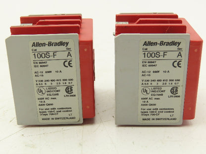 Allen Bradley 100S-F Safety Contactor 10A GuardMaster Aux Contact Block Lot of 2