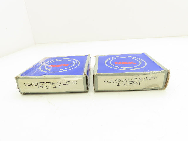 NSK 6309ZZC3 Deep Groove Ball Bearing 45 mm ID 100 mm OD Lot of 2
