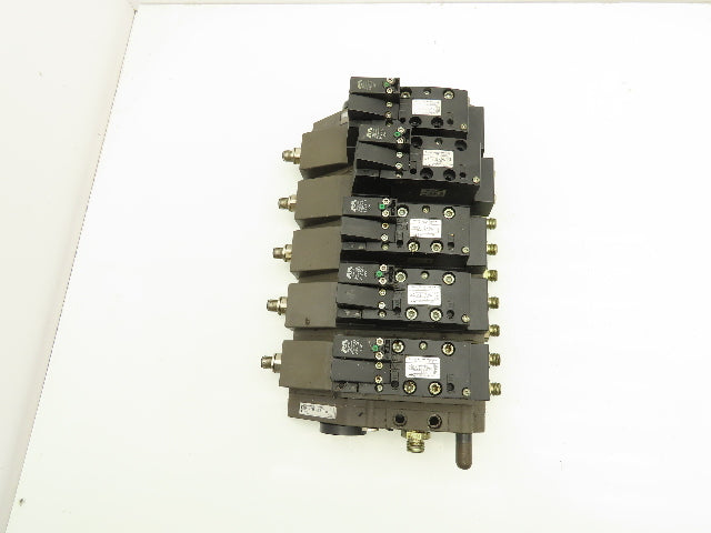 Rexroth 261-108-110-0 Pneumatic 5-Station Manifold Solenoid Valve 24V Coil