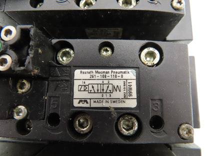 Rexroth 261-108-110-0 Pneumatic 5-Station Manifold Solenoid Valve 24V Coil