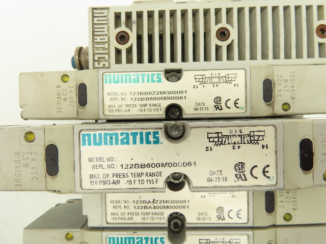 Numatics 123BA4Z2MG00061 8-Station Manifold w/4 Solenoid Valves 24V