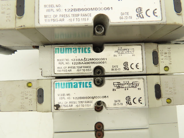 Numatics 123BA4Z2MG00061 8-Station Manifold w/4 Solenoid Valves 24V