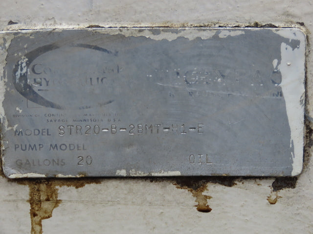 Continental PVR1-8B10 Hydraulic Power Unit 20 Gal 1000psi 8gpm Pump 3Hp 460V