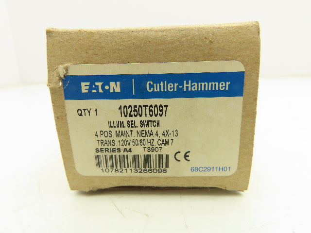 Eaton Cutler-Hammer 10250T6097 Illuminated Selector Switch 4-Position 30mm