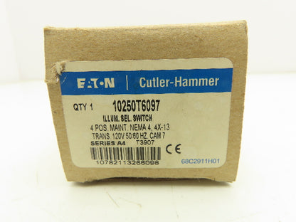 Eaton Cutler-Hammer 10250T6097 Illuminated Selector Switch 4-Position 30mm